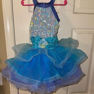 Weissman Shimmering Blue and Silver Dance Costume